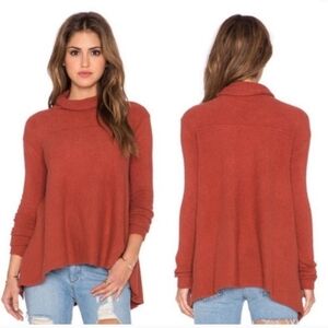 Free People Rust Orange Drape Drape Pullover Sweater Sz XS